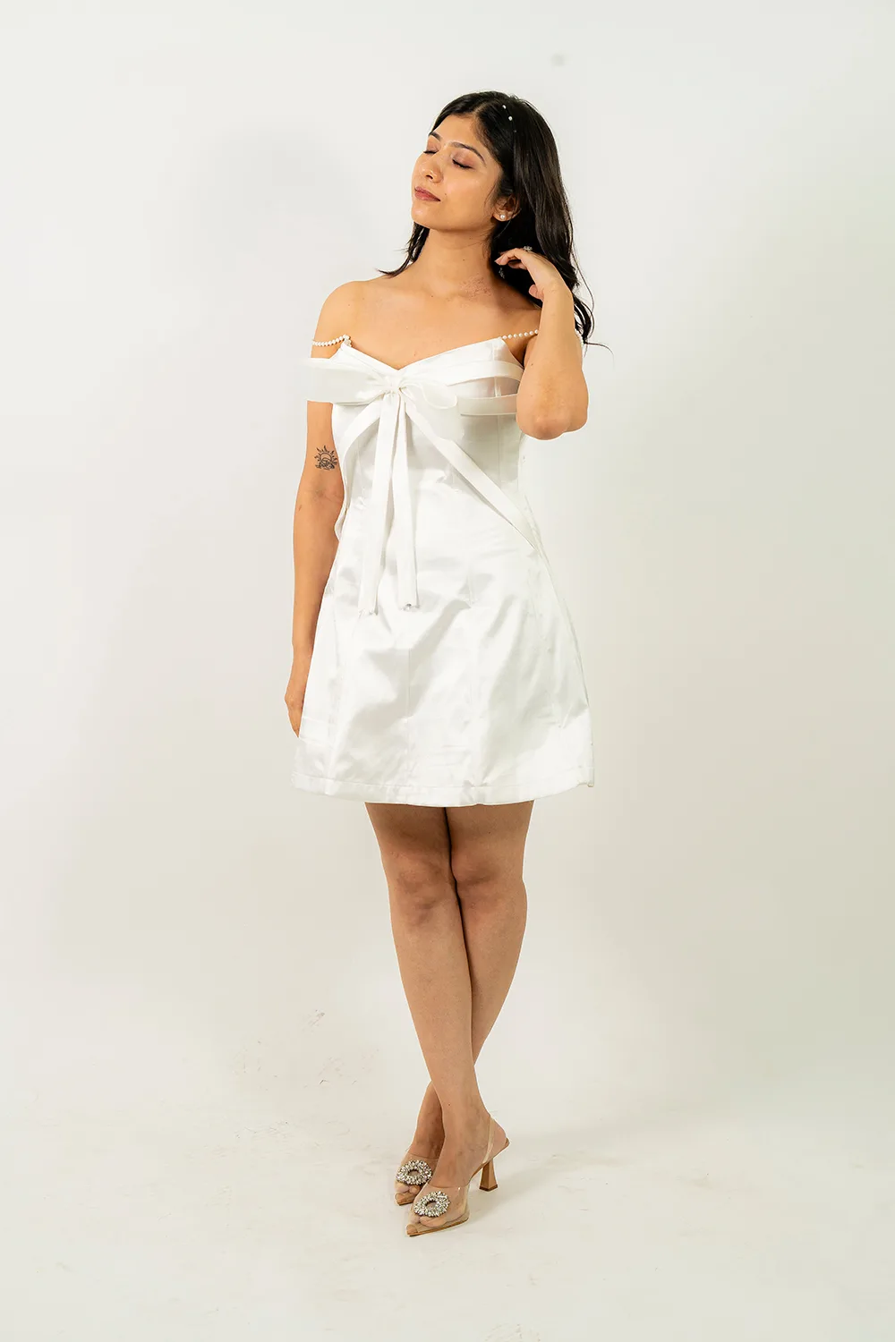Ivory Bow Dress Wearing Sesh Ivory Bow Dress Wearing Sesh